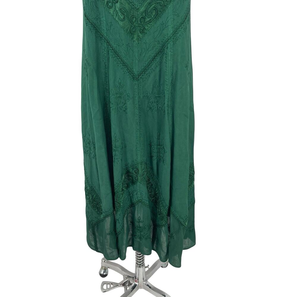 NWT Holy Clothing Dress Embroidered Green Renaissance Sleeveless Size Medium - Picture 3 of 16